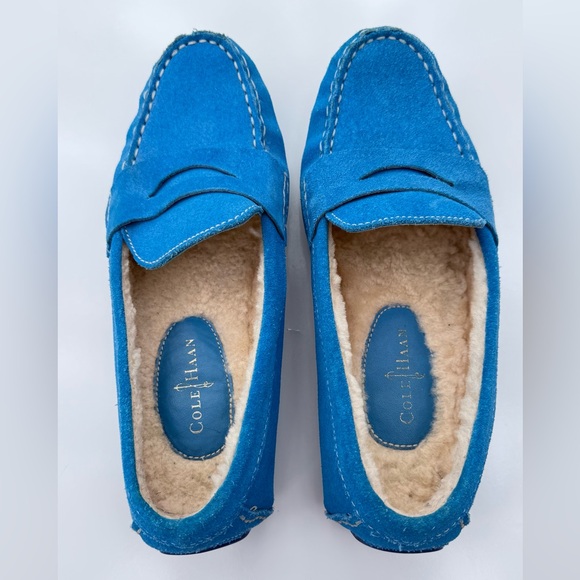 Cole Haan Vibrant Blue Suede Loafers - Picture 2 of 11